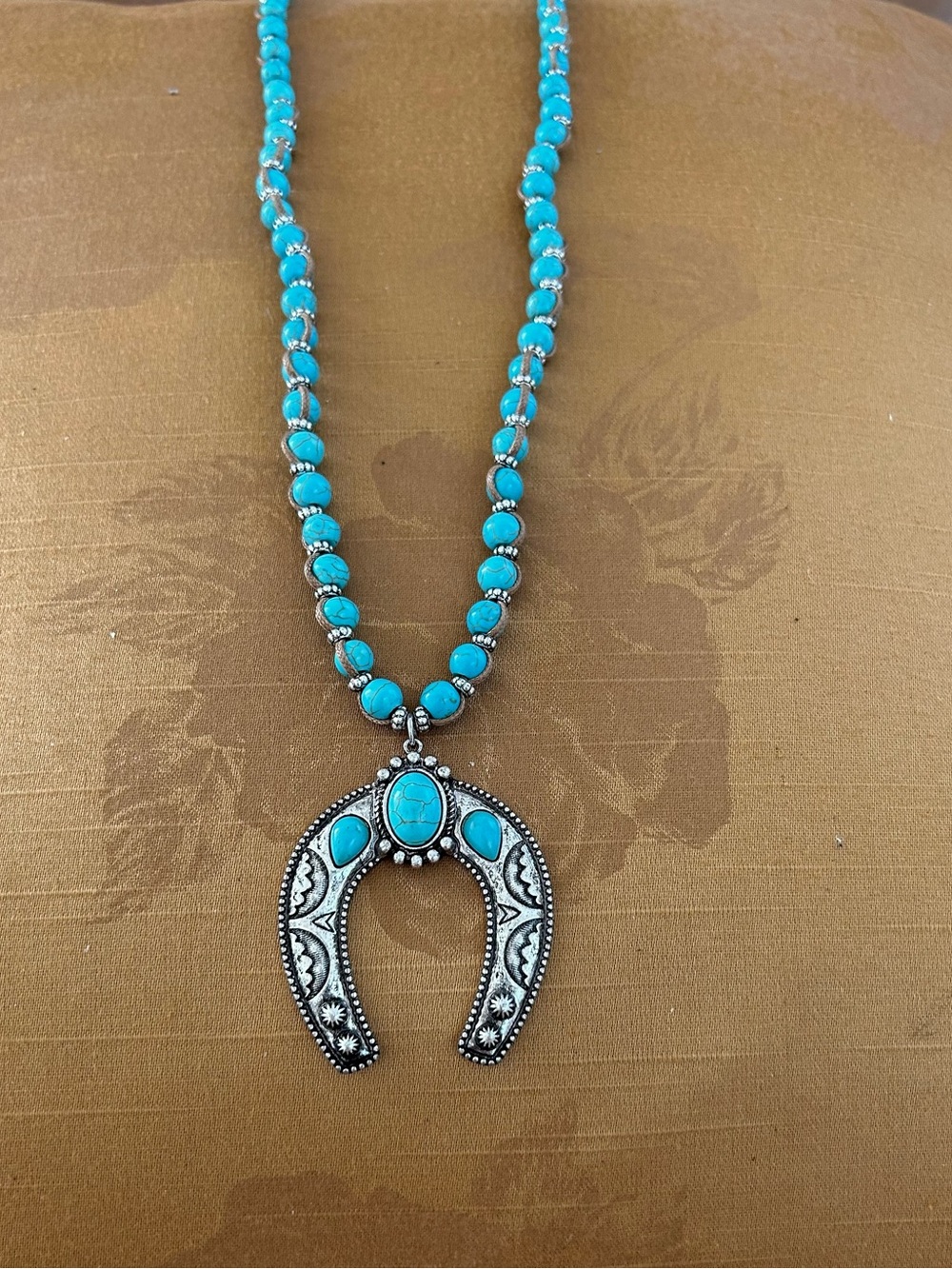 Idyllwind Hey Girl Turquoise Bead & Silver Toned Crescent Pendant Long Necklace